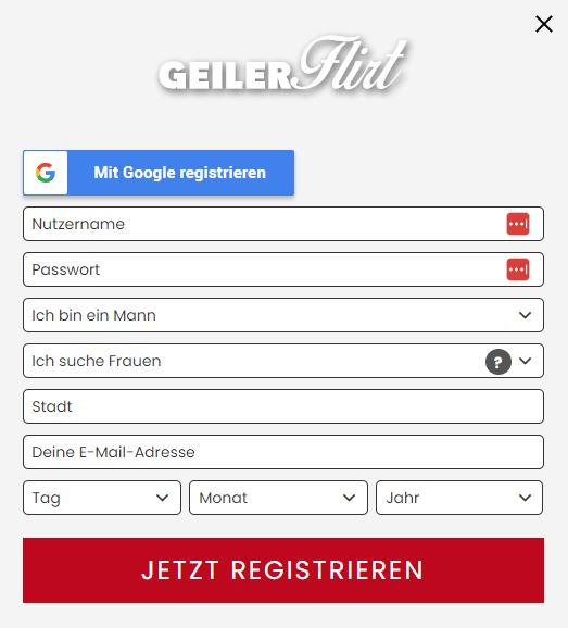 Registrierung (Wie kann ich mich auf Geiler Flirt anmelden?)